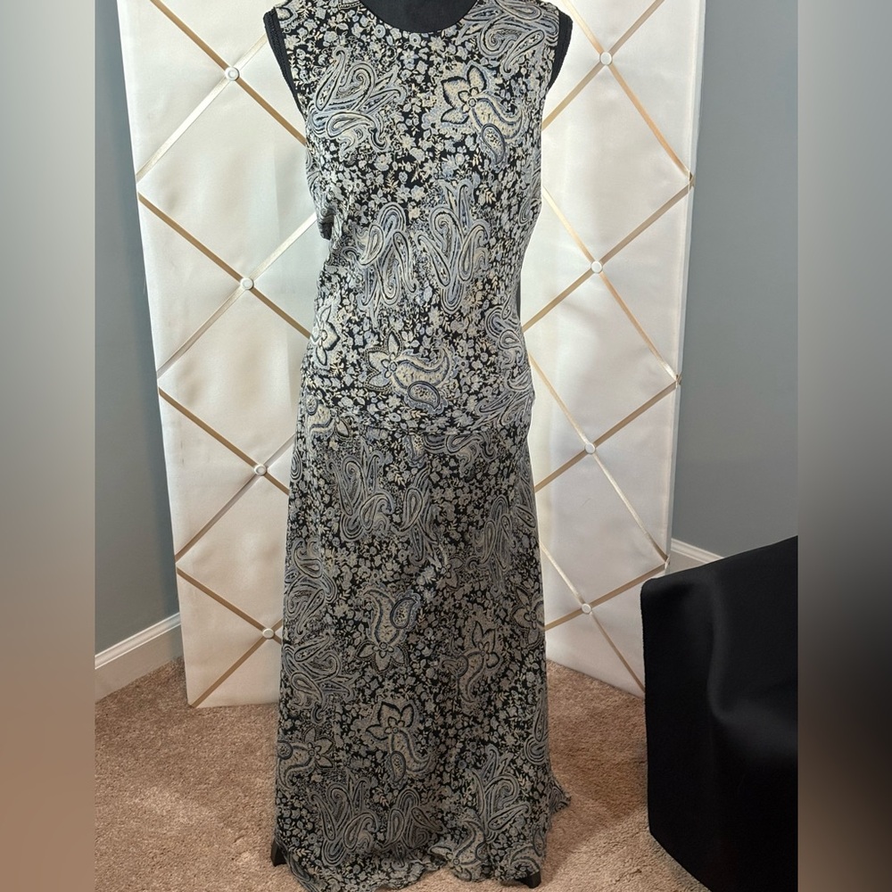 Ann Taylor Paisley 100% Silk Top & Midi Skirt SZ 12P